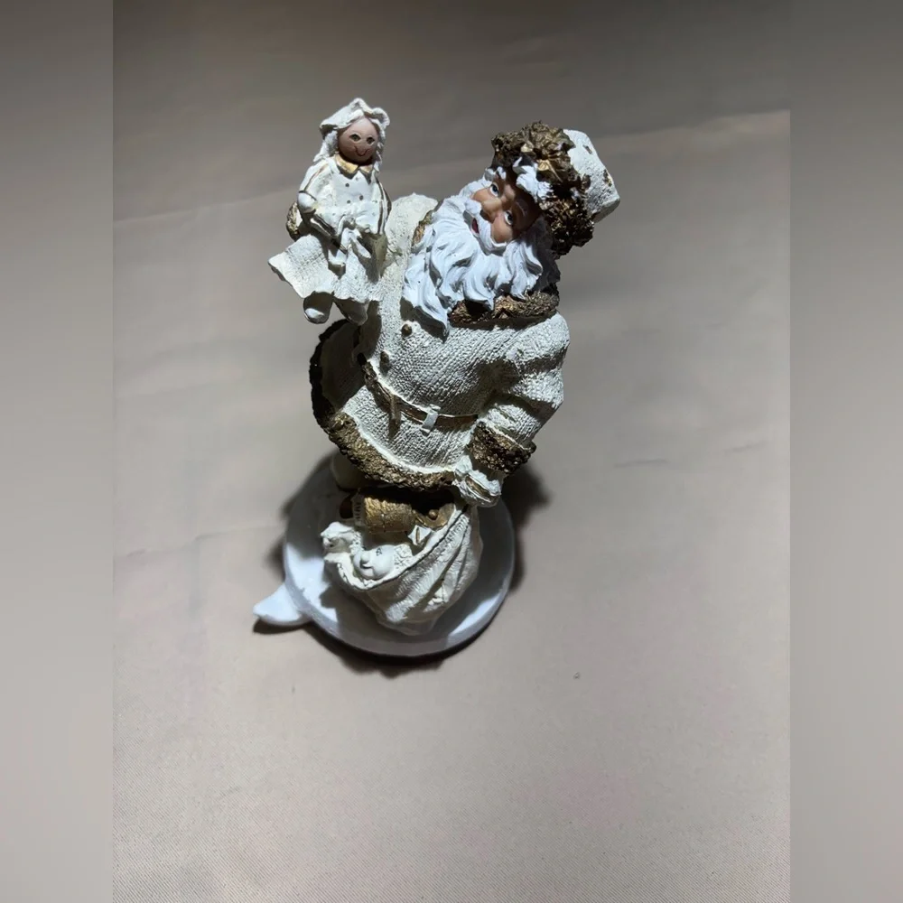 Gold and White/Ivory Santa‎ Figurine Christmas Decor